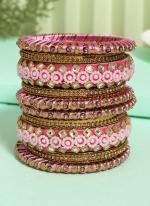   Wedding Wear  Pink Color Thread Bangle Set:-2.4,2.6,2.8